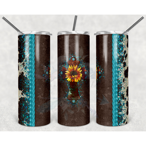 20oz Turquoise Glitter Western Tumbler | Visiona Fulfilled LLC