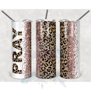 20oz PRAY Rose Gold Animal Print Tumbler | Visions Fulfilled LLC